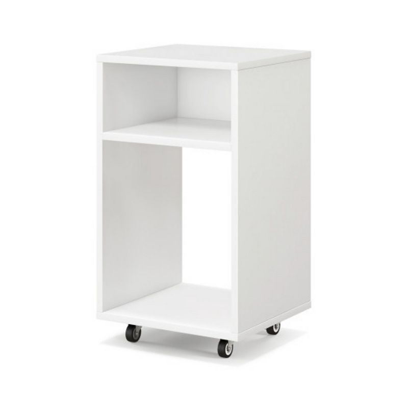 Mobile File Cabinet Wooden Printer Stand Vertical Storage Organizer - White