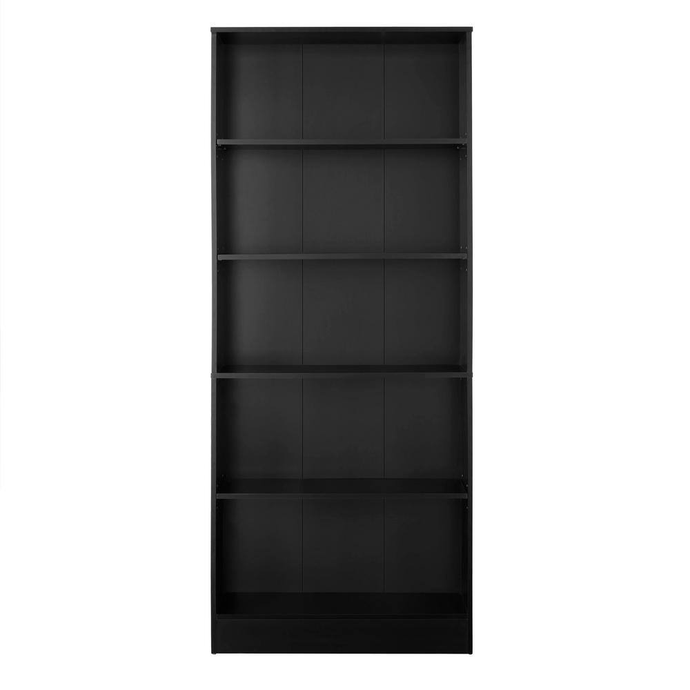 StyleWell 71 in. Black 5-Shelf Basic Bookcase with Adjustable Shelves HS202006-34BLK