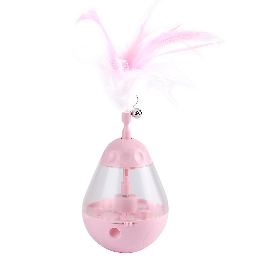 Abs Pink Durable Pet Electric Leakage Food Swing Tumbler With Bell Cat Educational Teaser Funny Toy