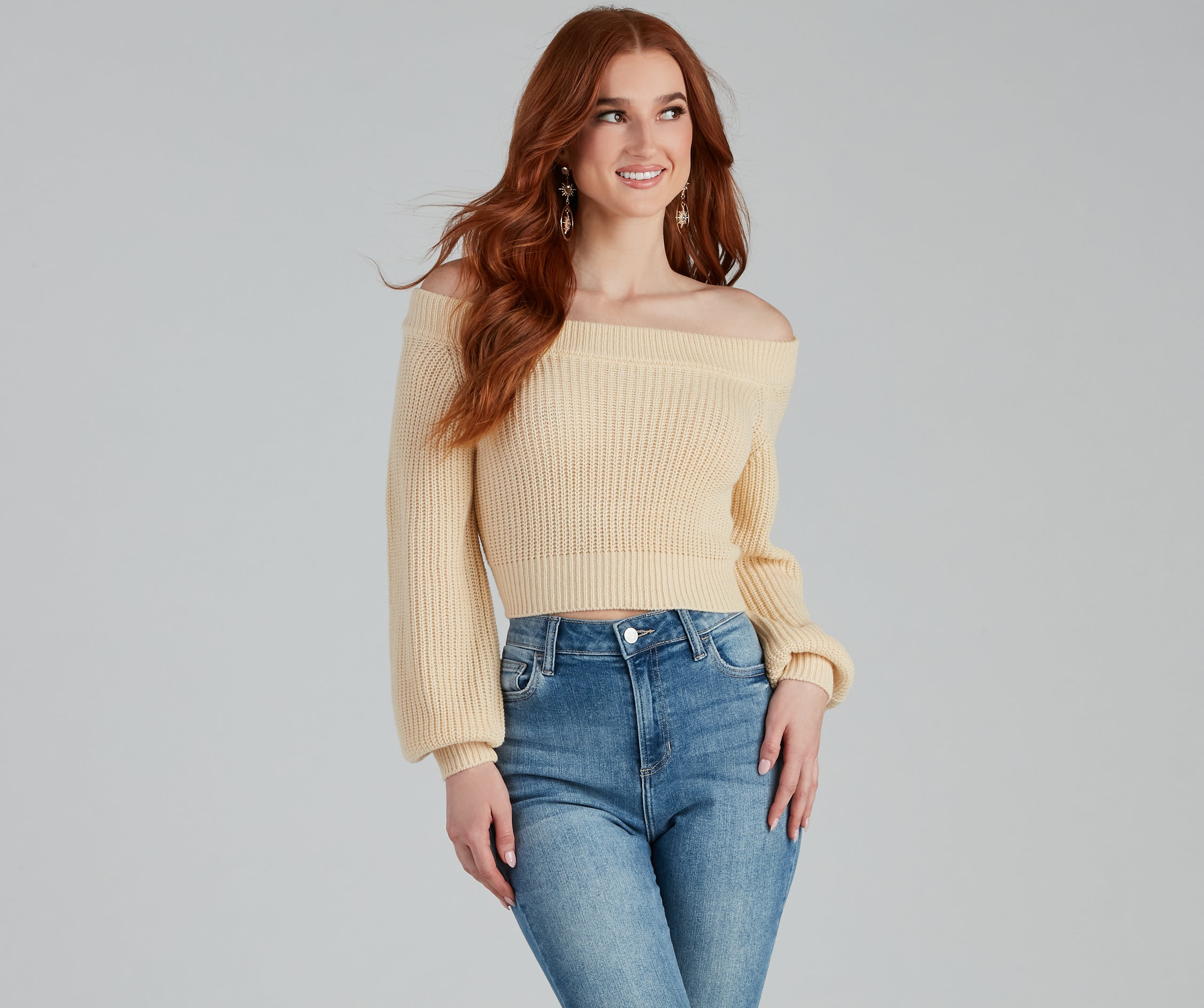 Stay Cute Off-the-Shoulder Sweater