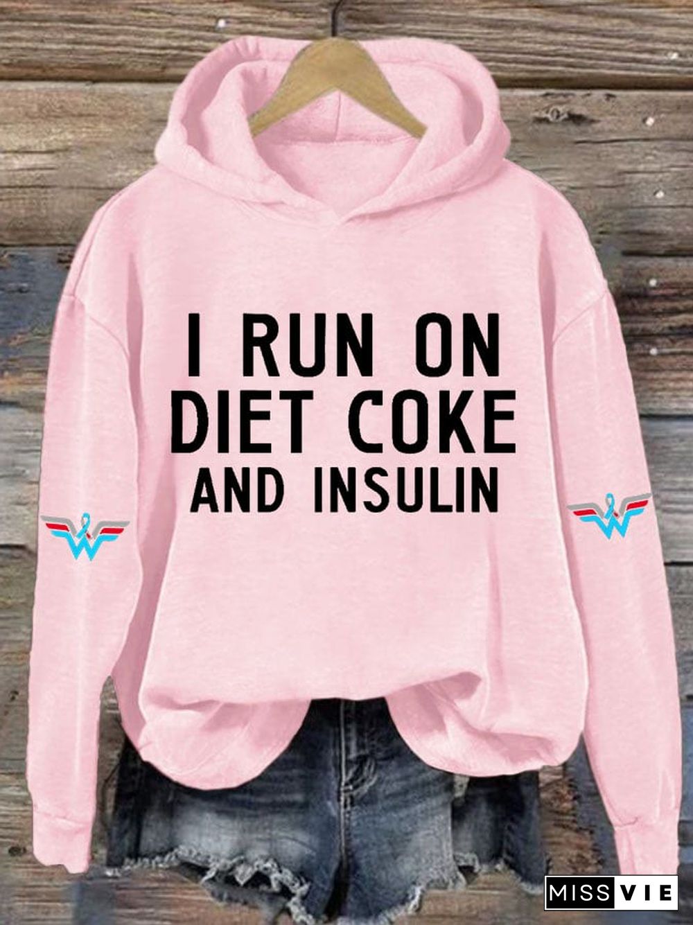 Women's Casual I Run On Diet Coke And Insulin Printed Hooded Sweatshirt