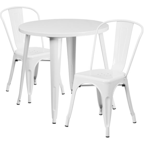 30-inch Round Metal Indoor-Outdoor Table Set