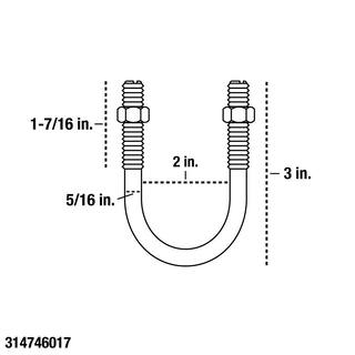 Everbilt 516 in. x 2 in. x 3 in. SS U-Bolt 813746