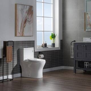 WOODBRIDGE Tiffany 1-Piece 1.01.6 GPF High Efficiency Dual Flush Elongated All-in-One Toilet with Soft Closed Seat in White HT0032