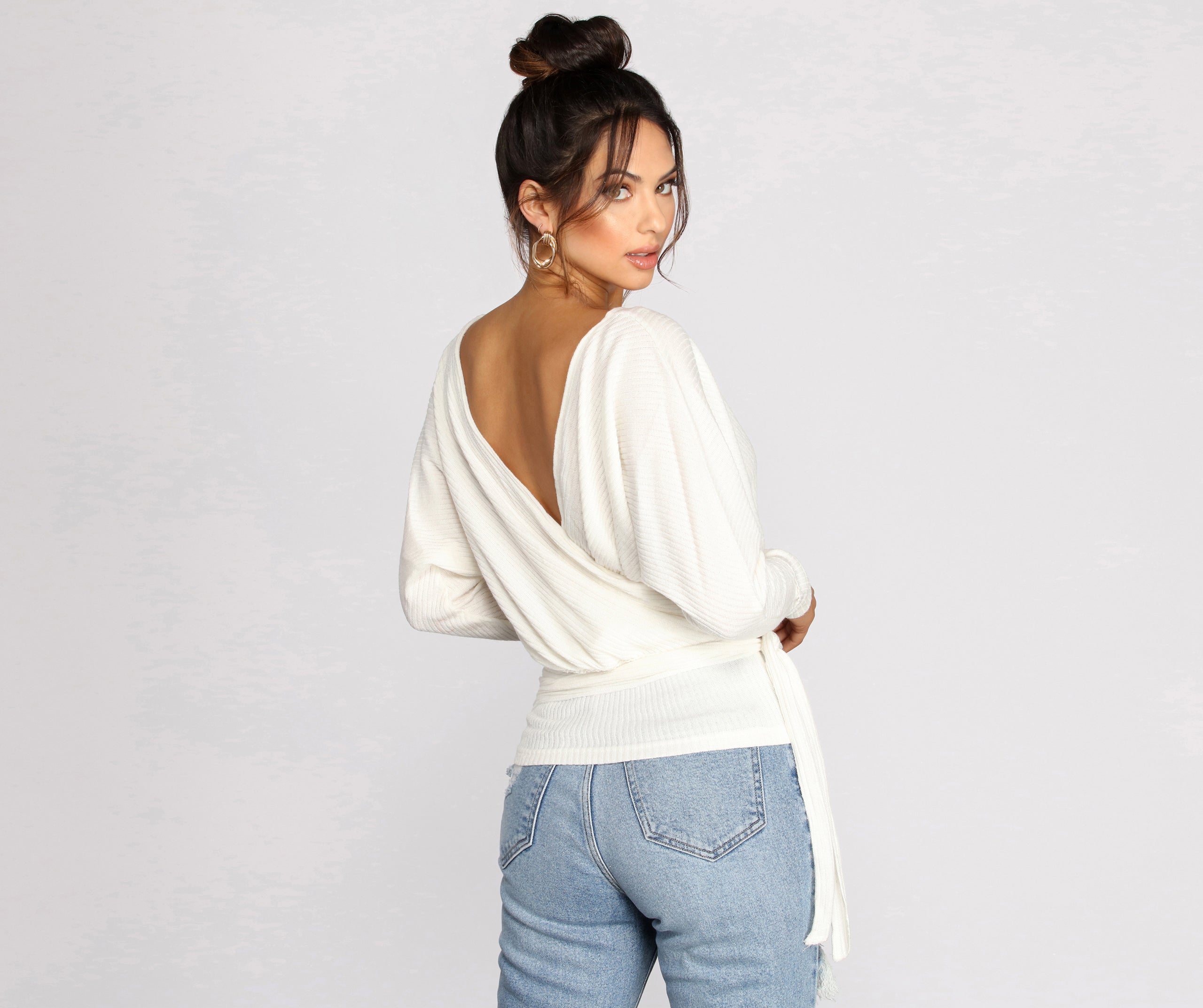 Wrapped In Knit Surplice Top