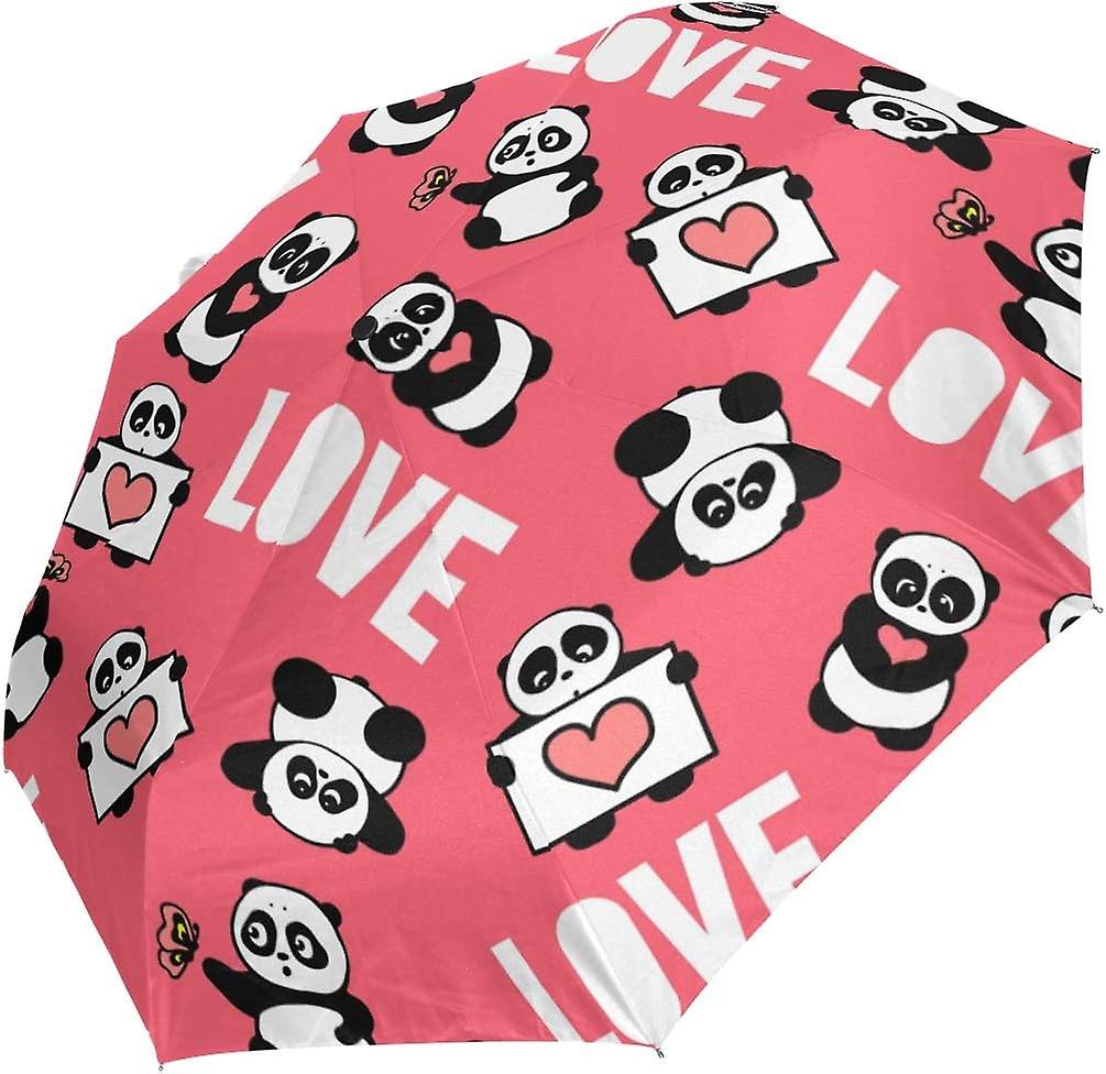 Travel Umbrella Automatic Windproof Foldable Umbrella Pandas Full Of Love