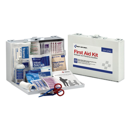 First Aid Only First Aid Kit for 25 People， 104 Pieces， OSHA Compliant， Metal Case (224U)