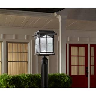 Hampton Bay Solar Outdoor Hand-Painted Sanded Iron Post Lantern with Seedy Glass Shade 46240-300PS