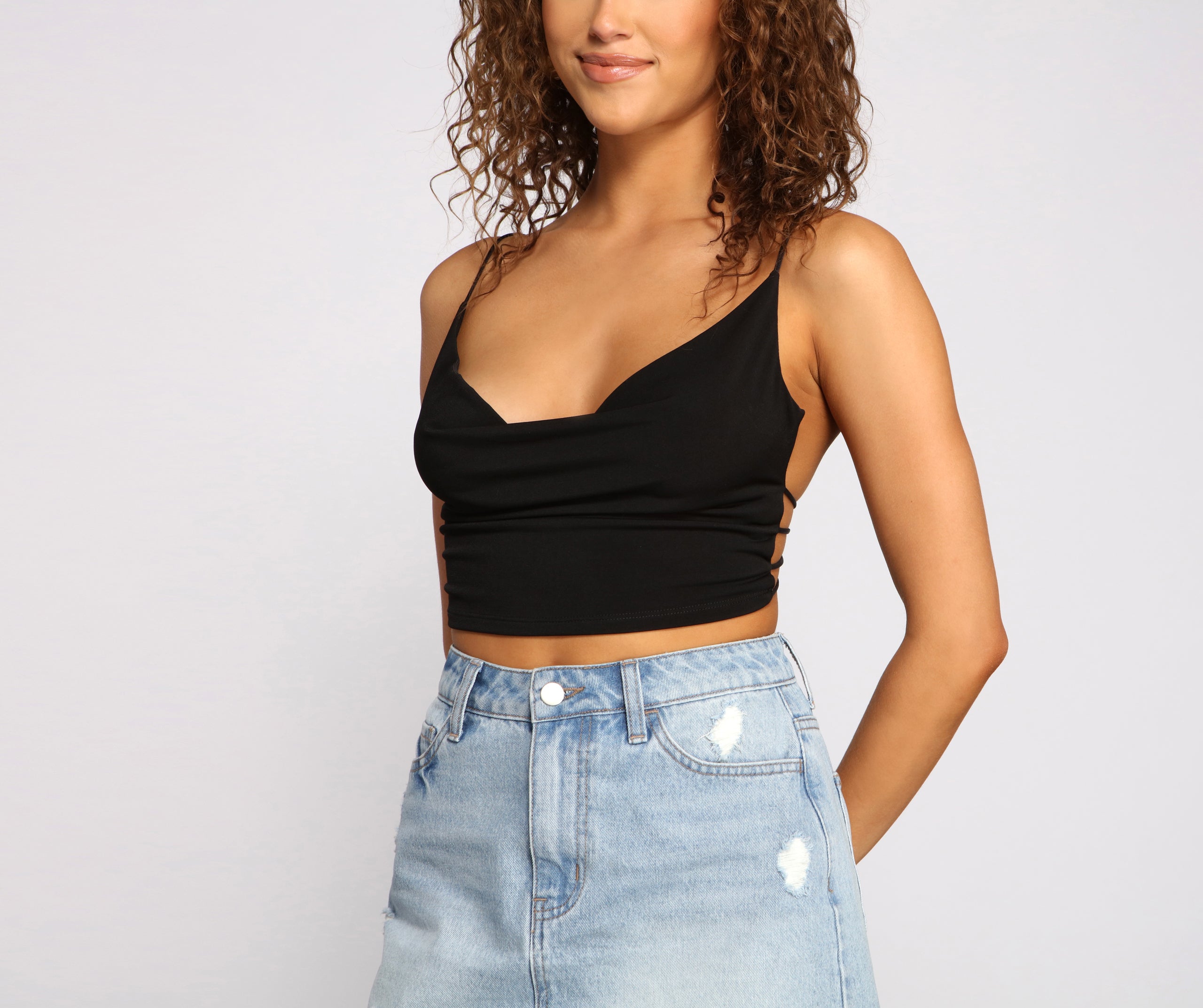 Sultry And Stunning Cowl Neck Crop Top