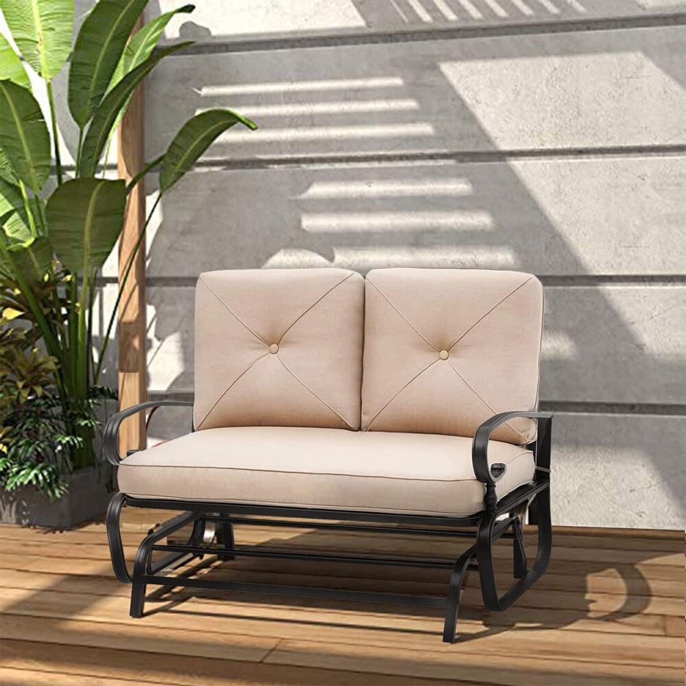 Nista Outdoor Glider Bench Rocking Chair with Cushions by Havenside Home