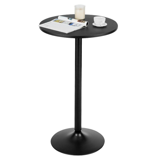 Round Pub Table Bistro Bar Height Cocktail Table W metal Base Indoor Black