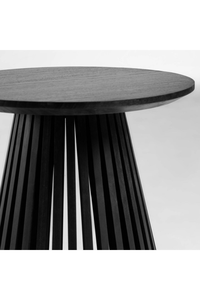 Round Black Teak Wood Pedestal Side Table  La Forma Irune   Transitional   Side Tables And End Tables   by Oroa   Distinctive Furniture  Houzz