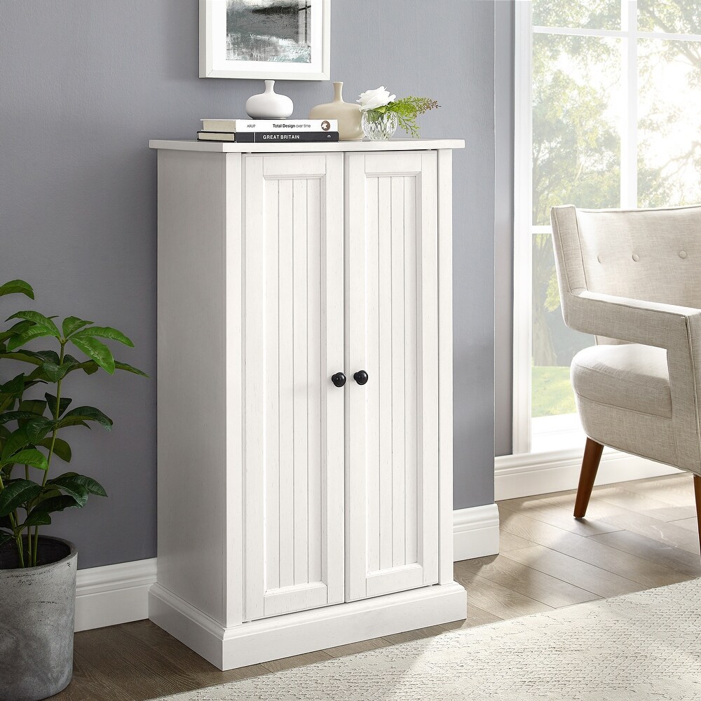 Seaside Distressed White Accent Cabinet