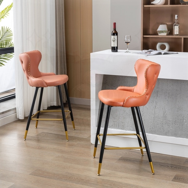 Set of 2 Bar Height Barstools with Backs