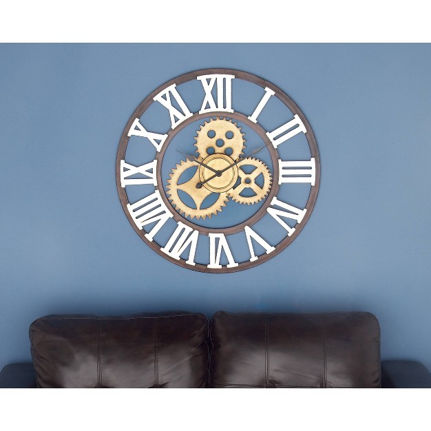 Metal Gear Wall Clock Brown Olivia amp May