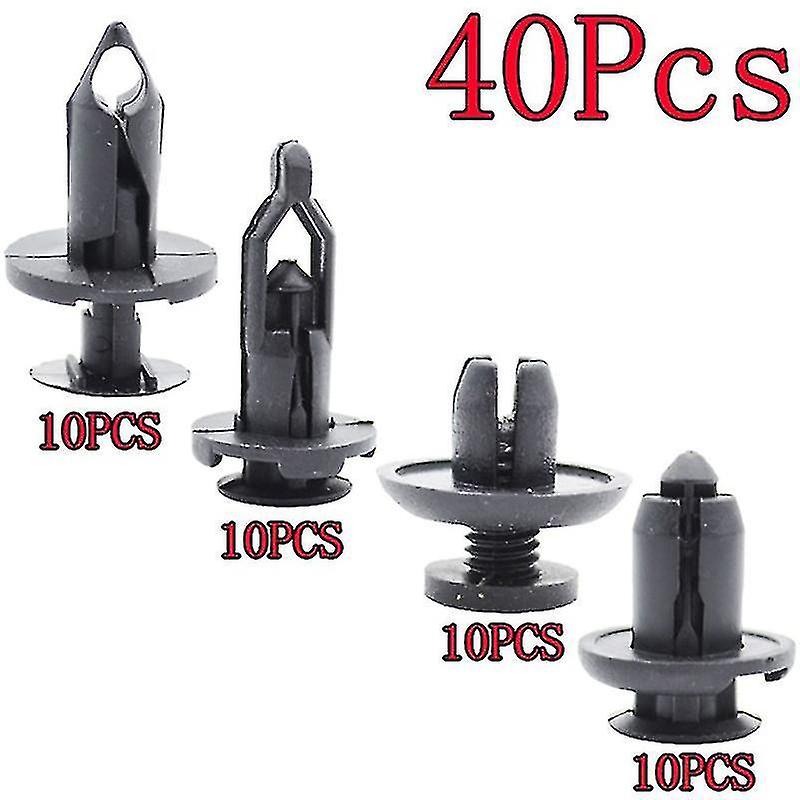 40pcs Car Plastic Rivet Bumper Fender Retainer Fastener Mud Flaps Push Clips Pin