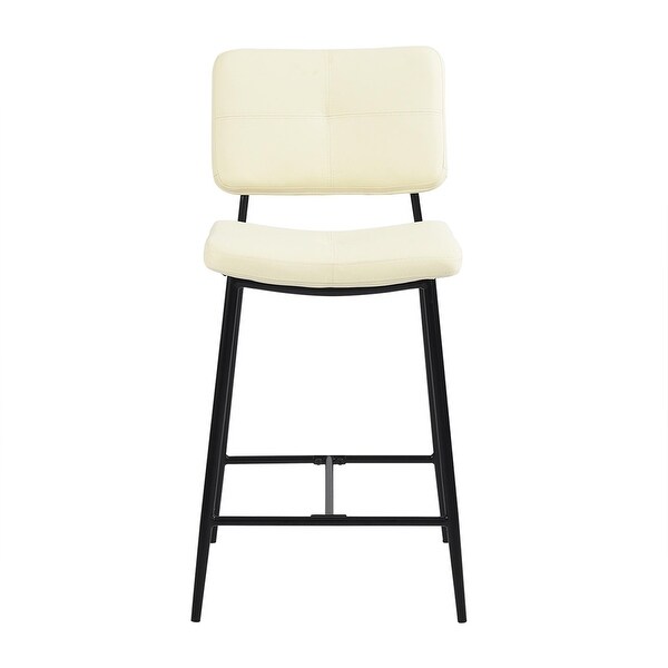 Faux Leather Counter Bar Stools with Metal Legs， Set of 2