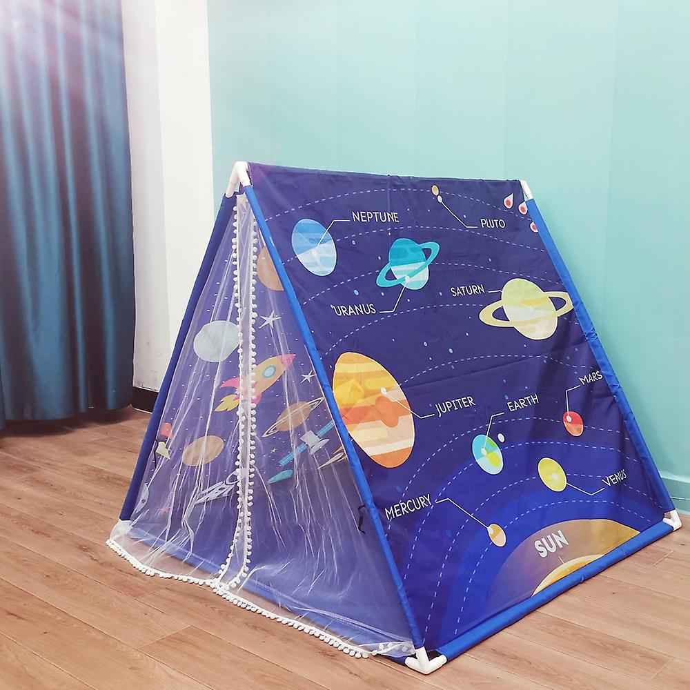 Portable Children Space Universe Teepee Tents Kids Play House Wigwam Net Yarn Tassel Curtain Anti-mosquito House Game Tent