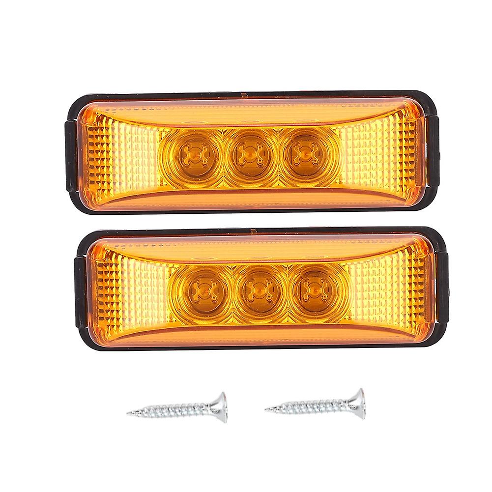 2 Pcs Abs With Pc Shell 12v High Light Led Light 3 F3 Bead Truck Side Signal Lamp 1.2w(yellow)