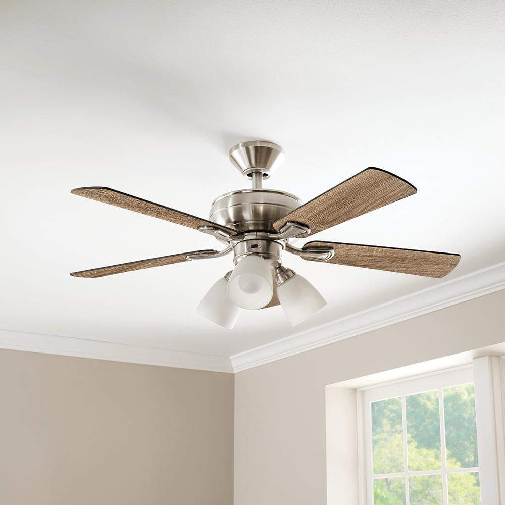 Riley 44 In. Indoor LED Brushed Nickel Ceiling Fan With Light Kit, 5 QuickInstall Reversible Blades And Remote Control