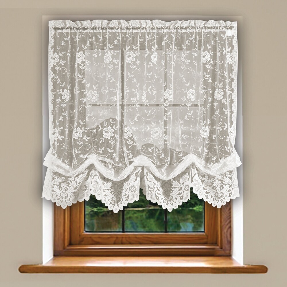 Grace Shabby Chic Floral Lace Ballon Tie Up Window Curtain