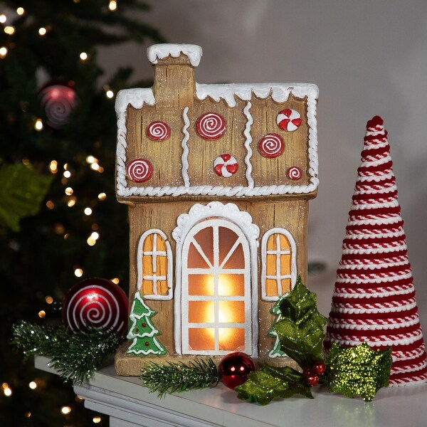 LED Lighted Peppermint Gingerbread House Christmas Decoration