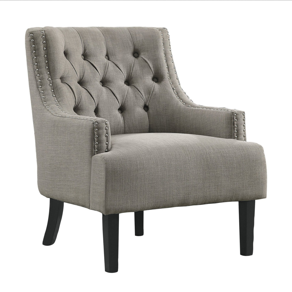 Classic Accent Chair  Button Tufted Wingback and Nailheaded Sloped Arms   Transitional   Armchairs And Accent Chairs   by Declusia  Houzz