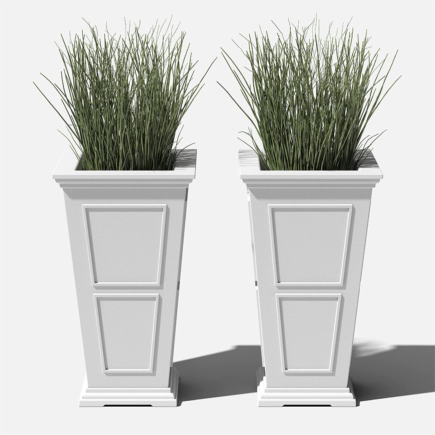 Veradek Brixton Tall Planter - 2 Pack (28 inch, White) White 28"H x 16"W x 16"L - 2 Pack