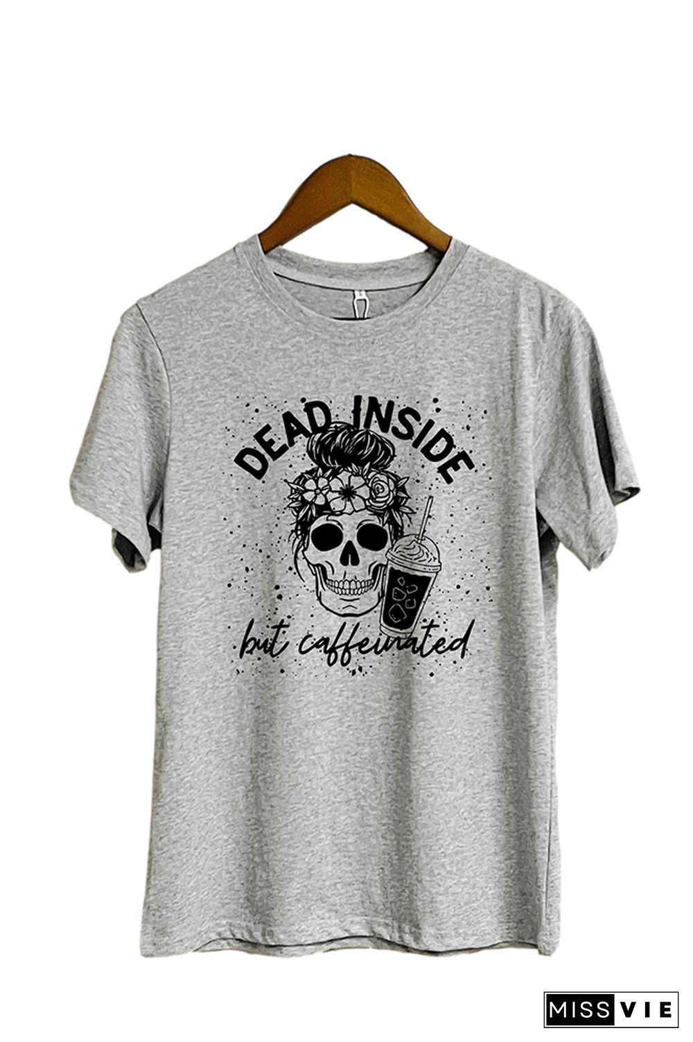 Dead Inside But Caffeinated Short Sleeve Graphic Tee Wholesale