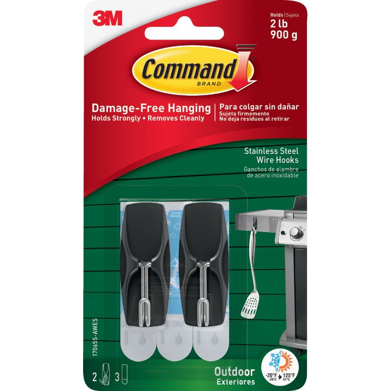 Command Outdoor Stainless Steel Wire Hook Black