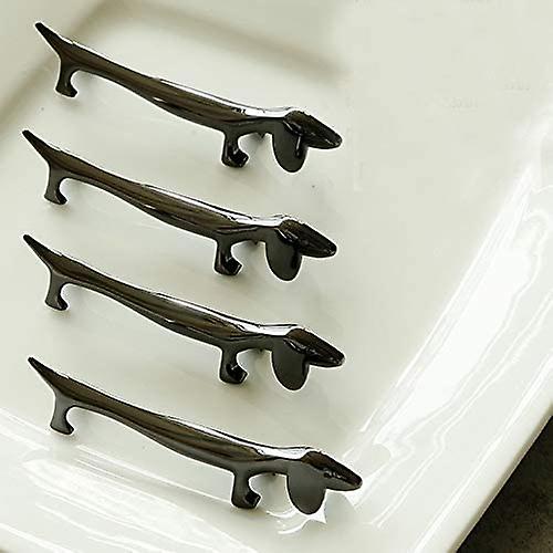 Pack Of 5 Zinc Alloy Chopsticks Spoon Forks Knives Tableware Rest Set，black Dogs Black Dogs -