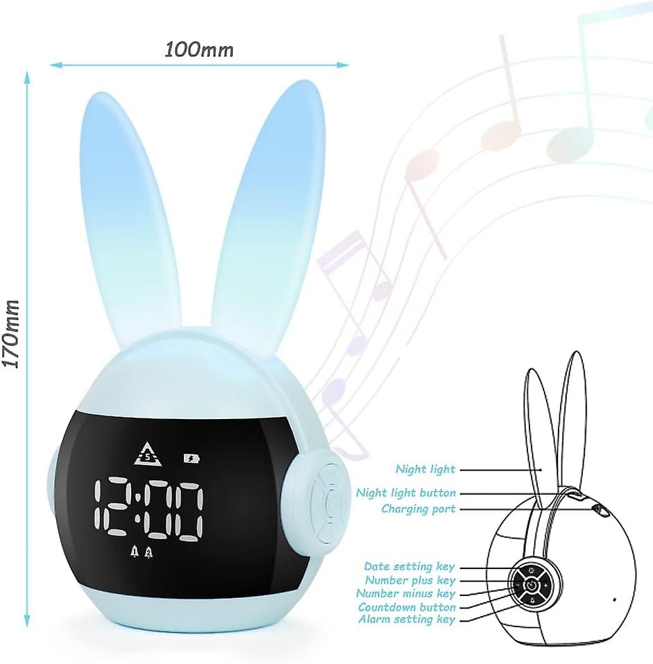 Children's Alarm Clock Day Night 6 Types Of Alarm Clocks，4 Volumes Volume And Lights Infinitely Adjustable Display Of Time And Indoor Temperature