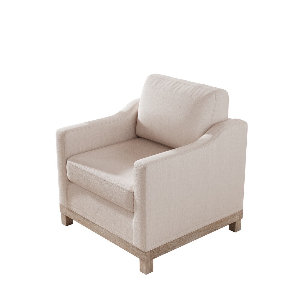 Streamlined Accent Chair Beige Linen Single Sofa Chair Lounge Chairs