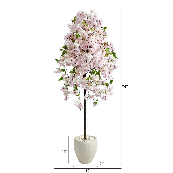 70 Cherry Blossom Artificial Tree in White Planter