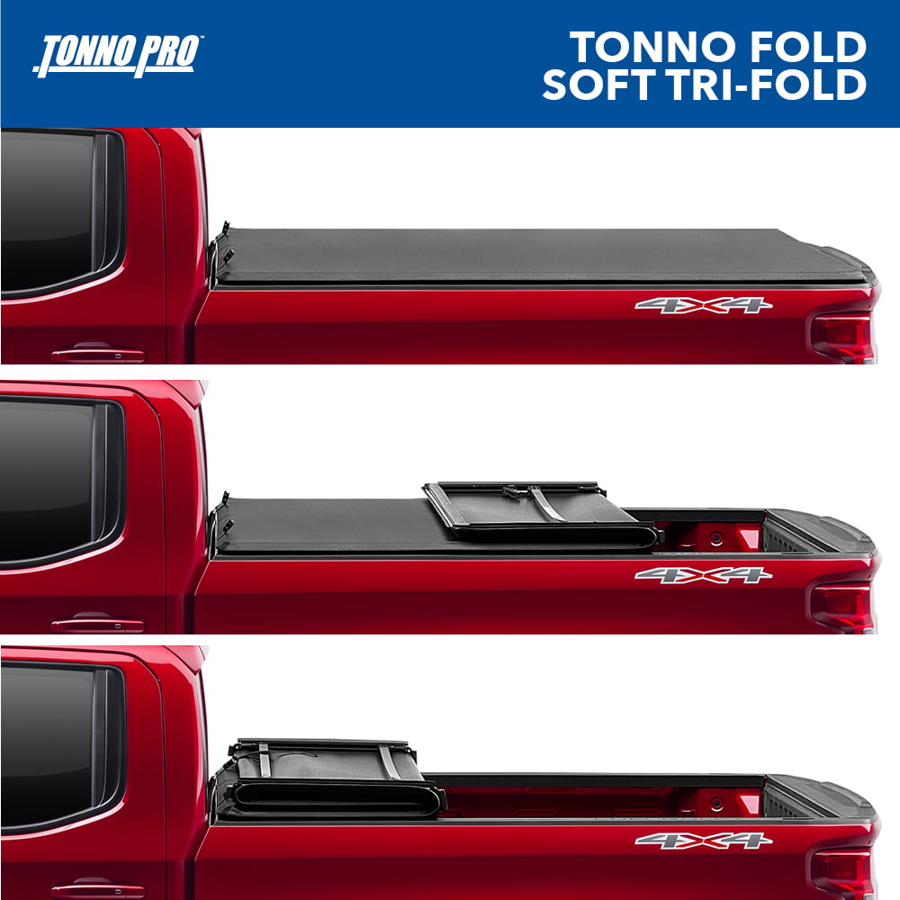 Tonno Pro | Tonno Fold， Soft Folding Truck Bed Tonneau Cover | 42-116 | Fits 2019 - 2021 Chevy/GMC Silverado/Sierra， works w/ MultiPro/Flex tailgate (w/o factory side storage boxes) 5' 10