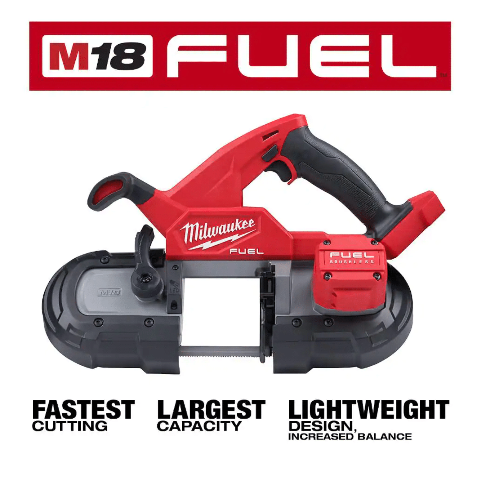 Milwaukee M18 Fuel 18-Volt Lithium-Ion Brushless Cordless Compact Bandsaw， Tool-Only (2829-20)