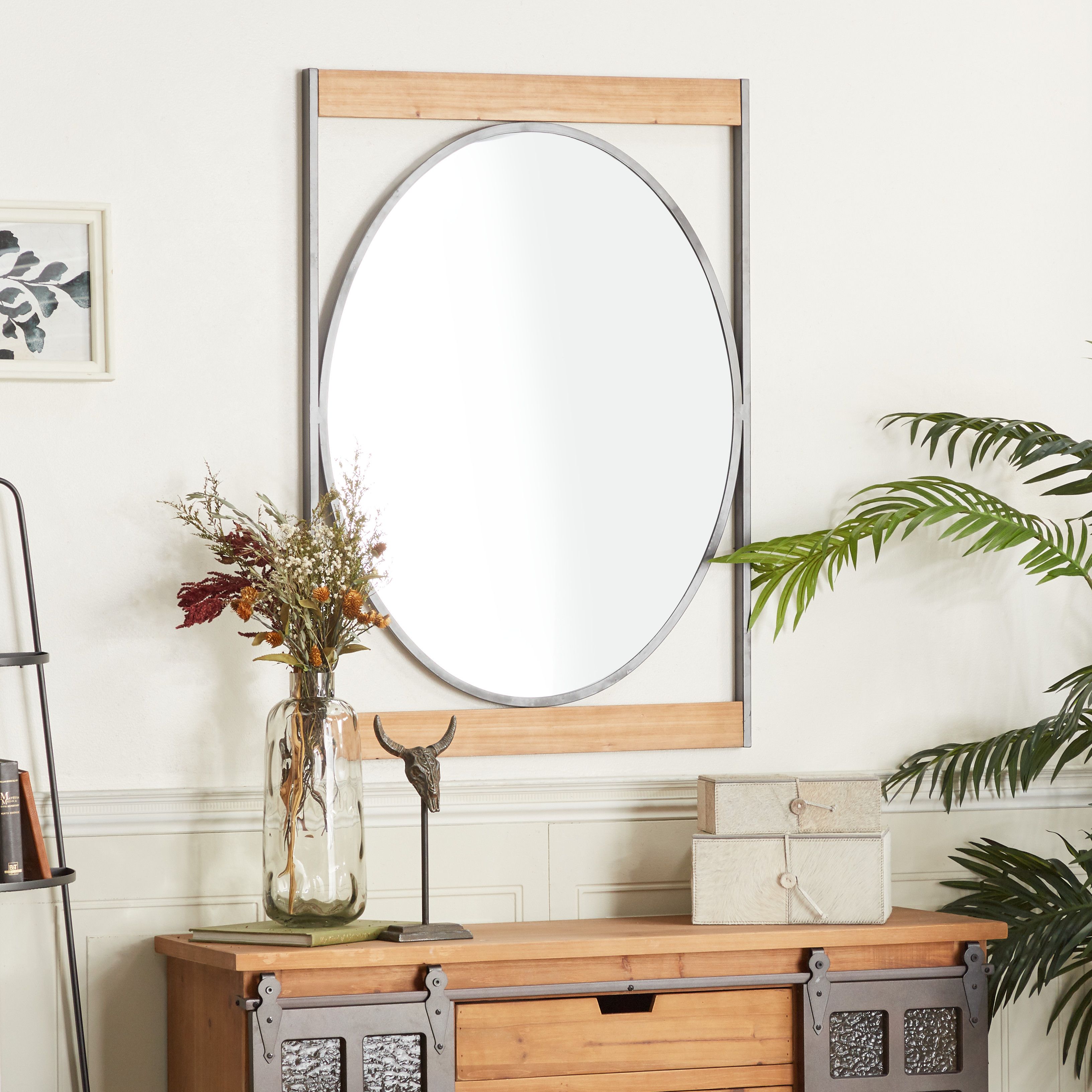 Brown Iron Industrial Wall Mirror 40 x 28 x 2