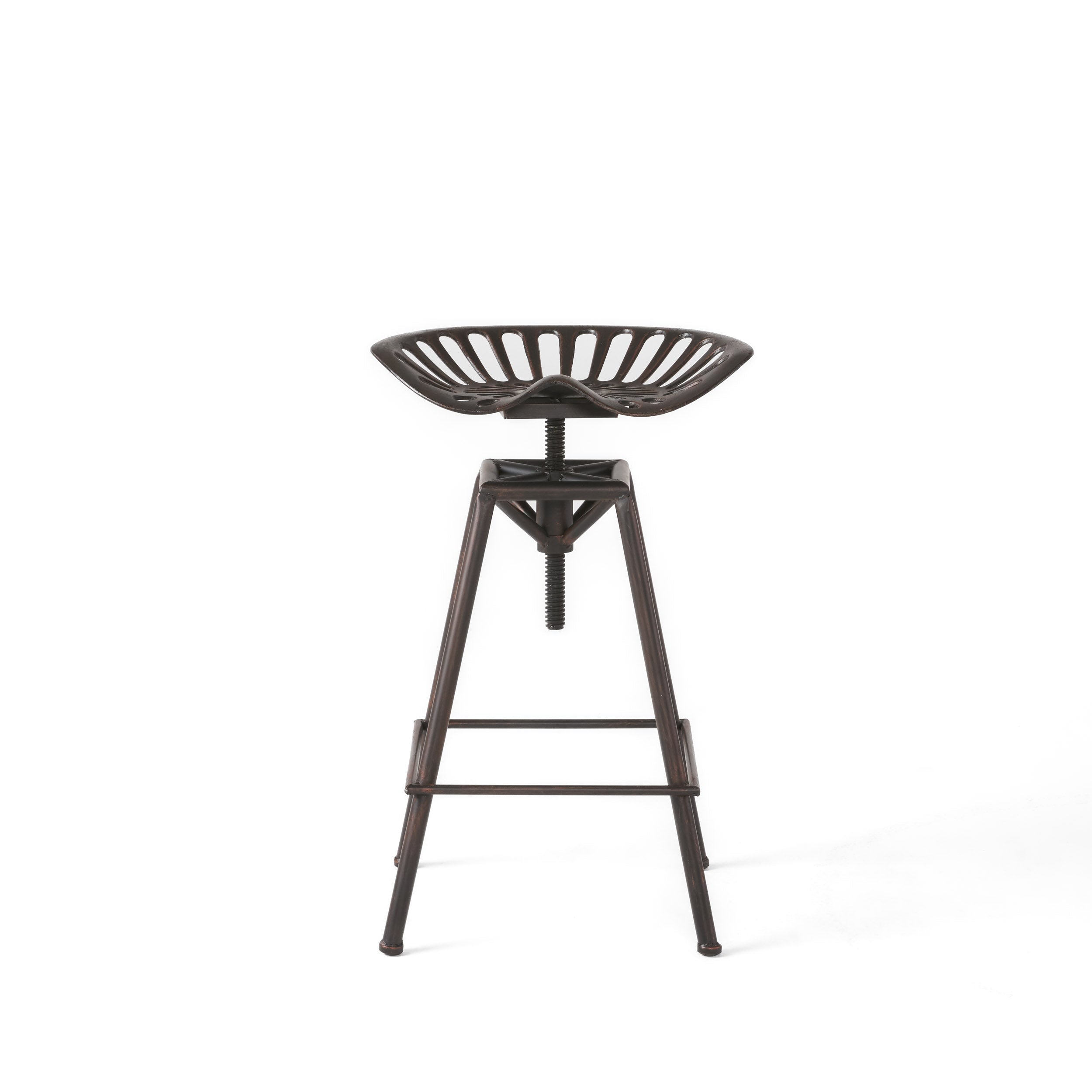 Charlie Industrial Metal Design Tractor Seat Adjustable Bar Stool (Black Brushed Copper)