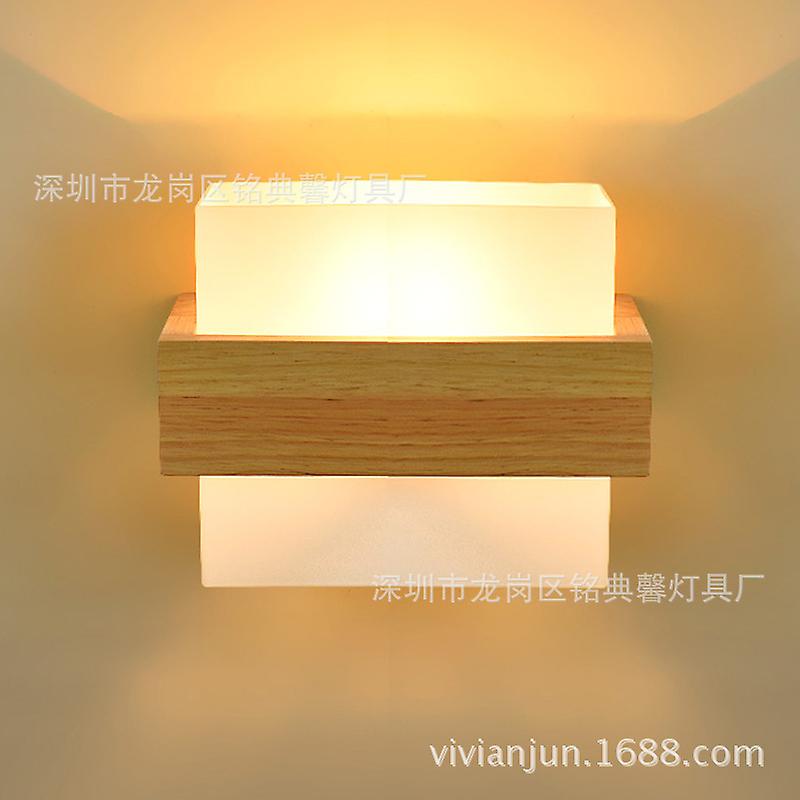 Modern Minimalist Led Wood Wall Lamp Bedroom Bedside Lamp Japanese Style Creative Study Room Living Room Balcony Staircase Lamp White Light   5