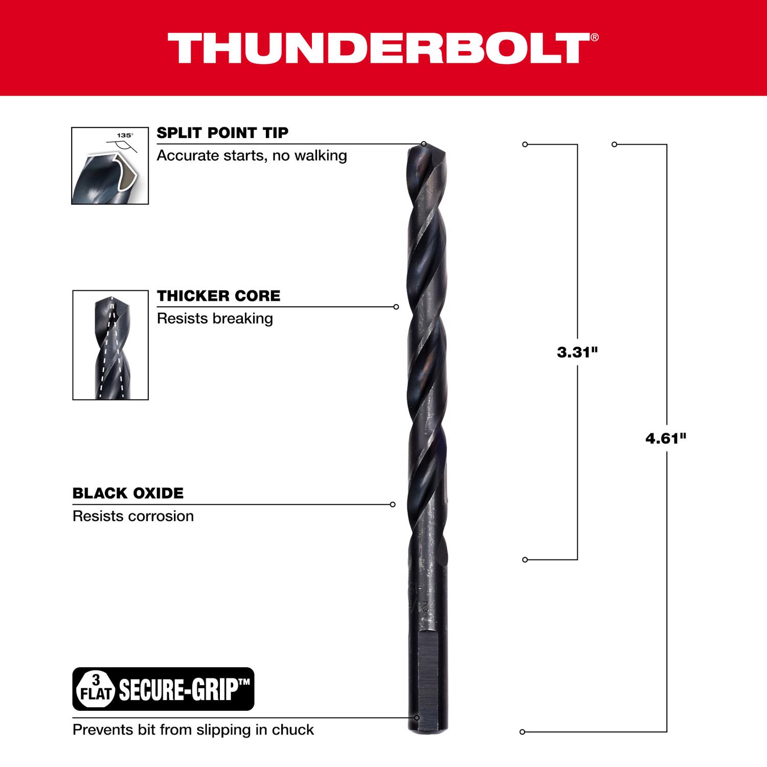 MW Thunderbolt 21/64 in. X 4-5/8 in. L Drill Bit 1 pc