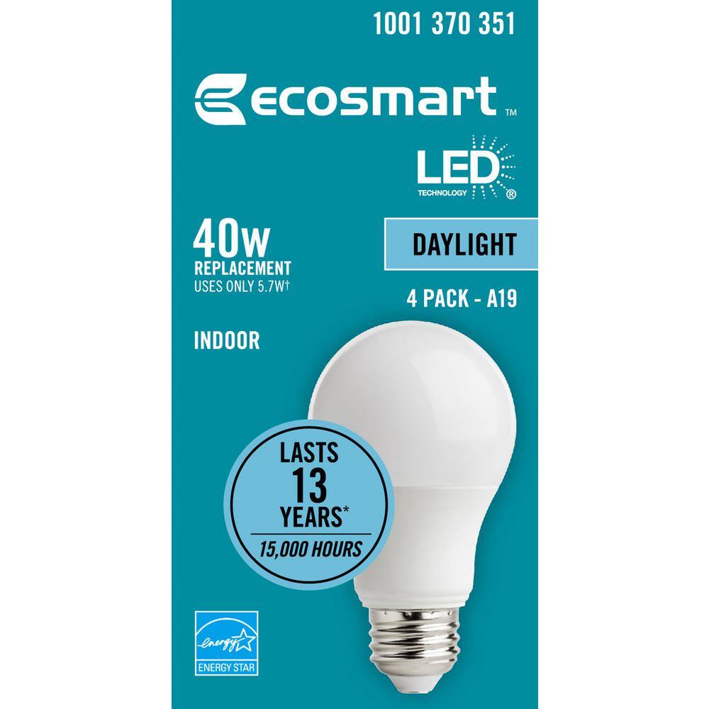 EcoSmart 40-Watt Equivalent A19 Dimmable LED Light Bulb Daylight (48-Pack) B7A19A40WESD34