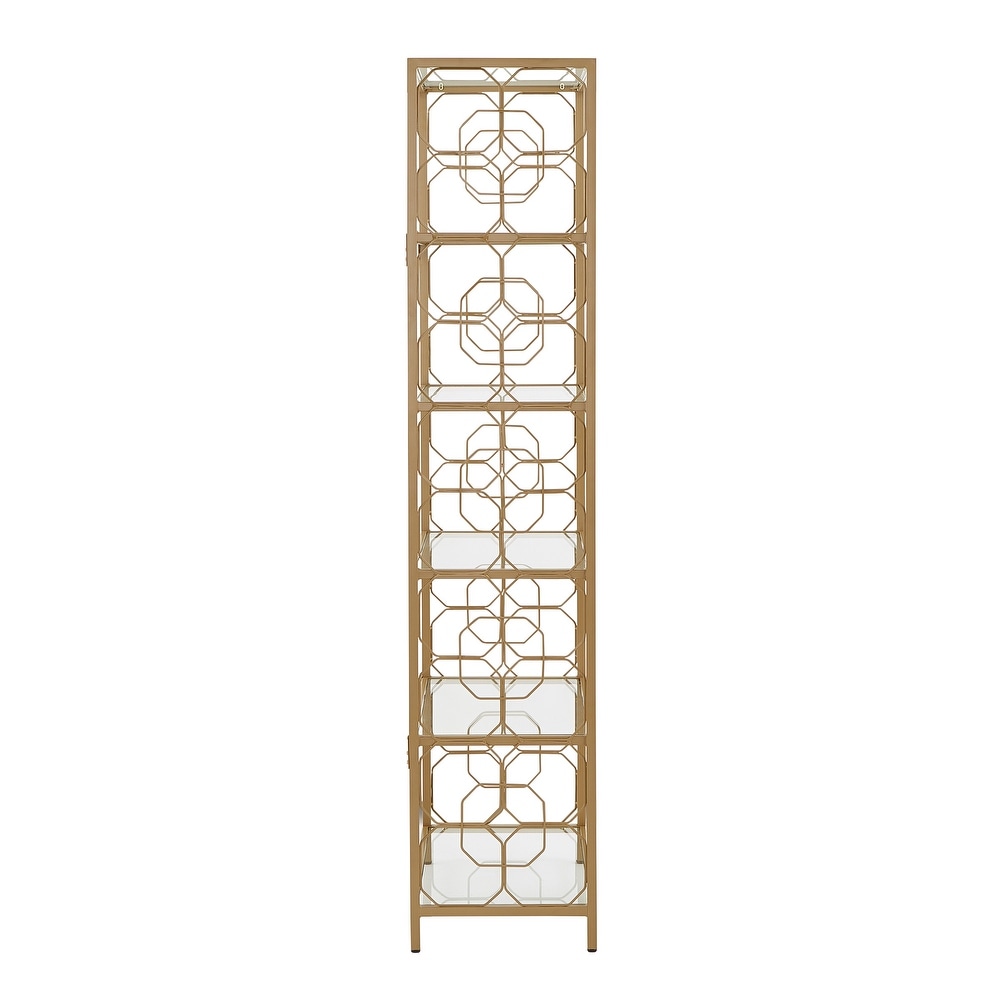 Elle Octagon Pattern Gold Metal and Glass Bookcase by iNSPIRE Q Bold