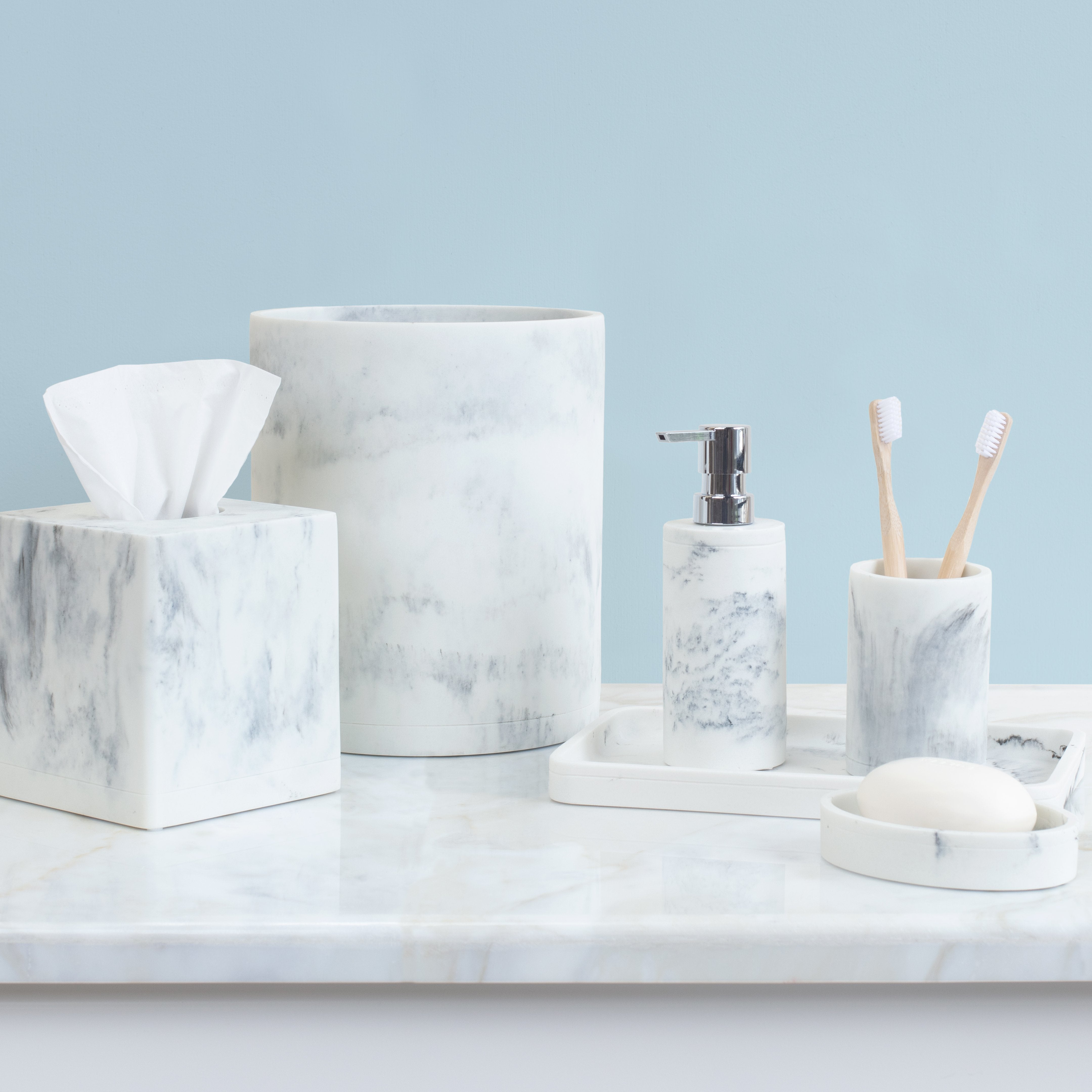 Classic Grey Marble Bath Accessories, Soap Dish