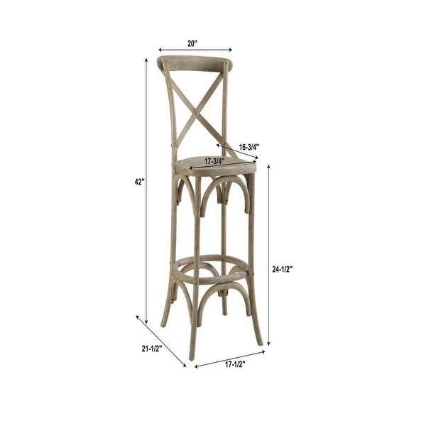 Roxy Counter Stool， Gray Wash， 24 inch Seat Height， Assembled - as show