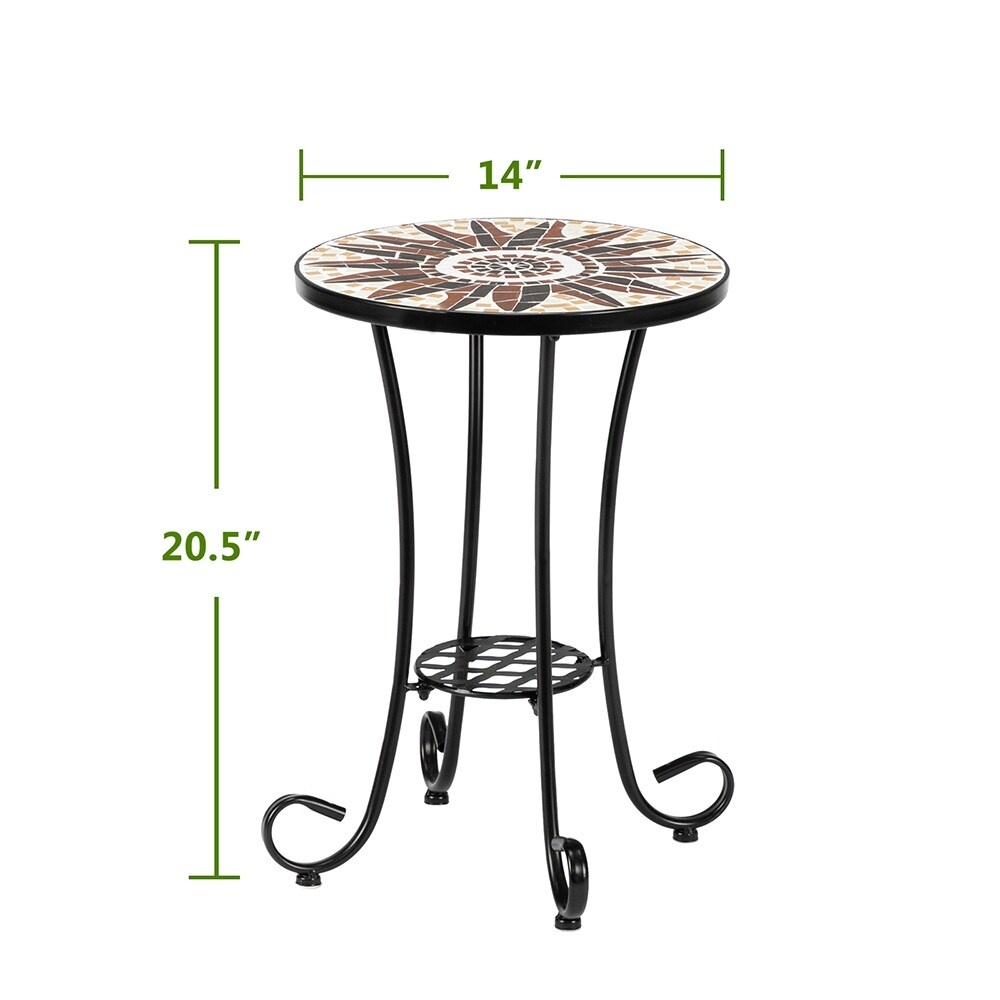 Autumn Leaf Shaped Inlaid Adjustable Ottoman Mosaic Bistro Table