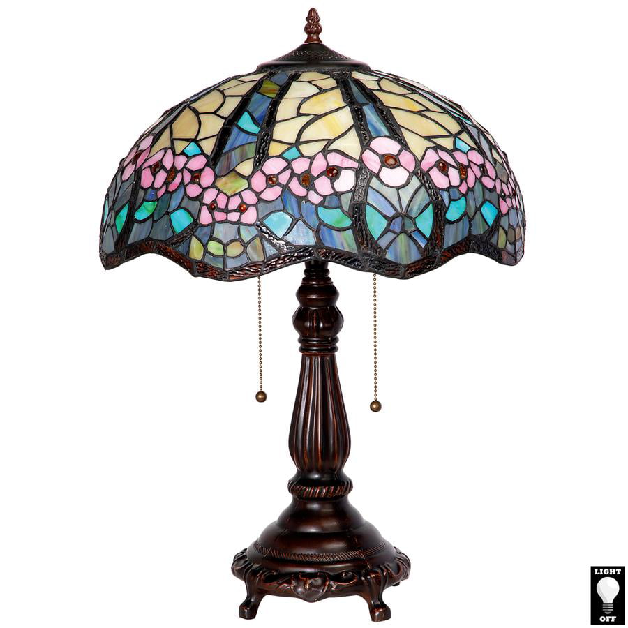 Design Toscano Pink Primrose Tiffany-Style Stained Glass Lamp