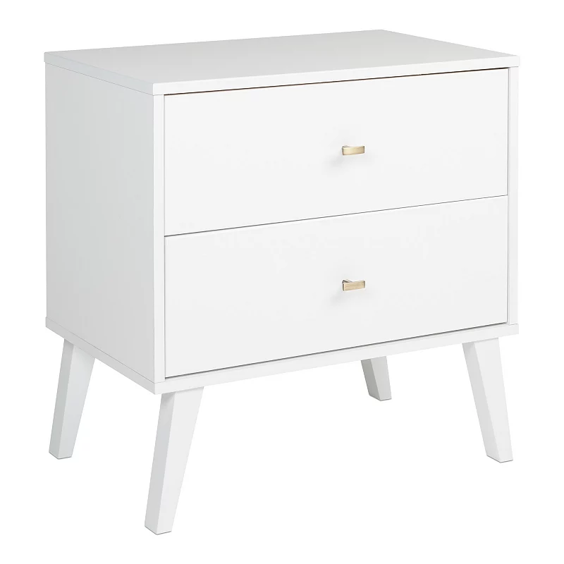 Prepac Milo Mid-Century Modern 2-Drawer Nightstand Table