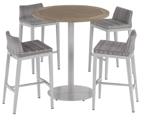 Travira 5 Piece 36 quotTable Set  Ash  Round Bar  Ash  Round Bar   Tropical   Outdoor Pub And Bistro Sets   by Oxford Garden  Houzz