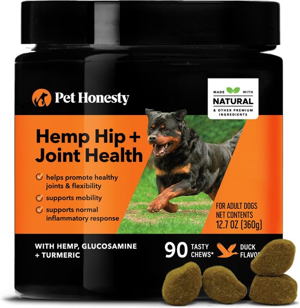 PetHonesty Hemp Hip + Joint Health Duck Flavored Soft Chews Joint Supplement for Dogs