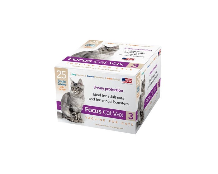 Durvet Focus Cat Vax 3， 1 Dose - 051666